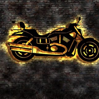 3D Wandbild Motorrad aus Holz