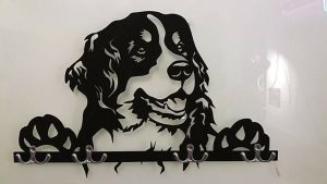 Berner Sennenhund 3D-Schlüsselbrett aus Holz - Leinengarderobe 