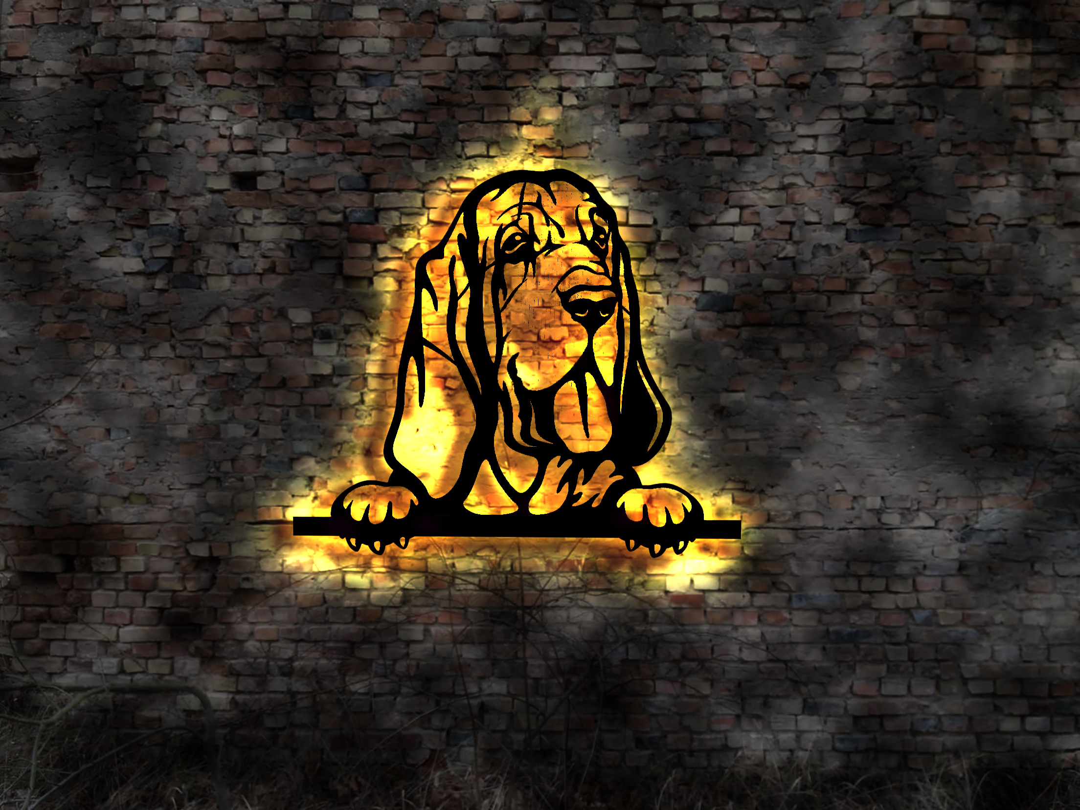 Bloodhound 3D-Wanddeko aus Holz mit LED beleuchtet
