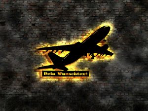 Flugzeug Modellflugzeug 3D LED Wandbild mit Wunschtext 