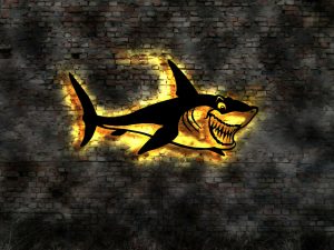Haifisch 3D LED Wandbild aus Holz