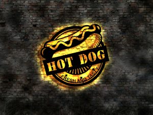 Hot Dog 3D LED Leuchtbild aus Holz
