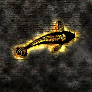 Fische 3D LED Wandbild aus Holz