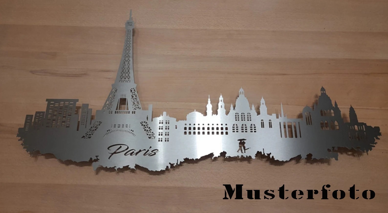 Edelstahl Skyline Wandbild Stadt