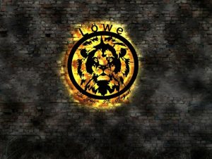 Löwe-Sternzeichen 3D-Wandbild aus Holz mit LED Licht 