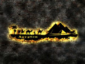 Ägypten Skyline 3D Silhouetten Wandbild aus Holz mit LED Licht