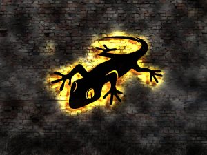 3D LED Gecko Tier Wandbild aus Holz