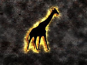 Giraffe 3D LED Wandbild aus Holz